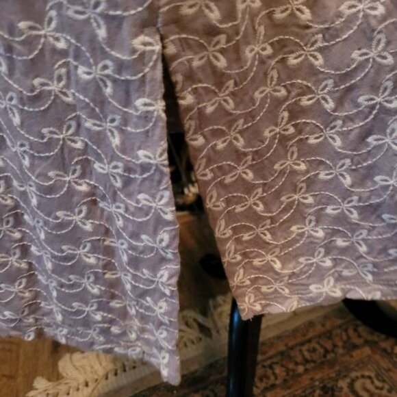 LOGO Lori Goldstein Midi Dress Eyelet Gray White Side Slit Casual Sleeveless XL - Picture 8 of 10